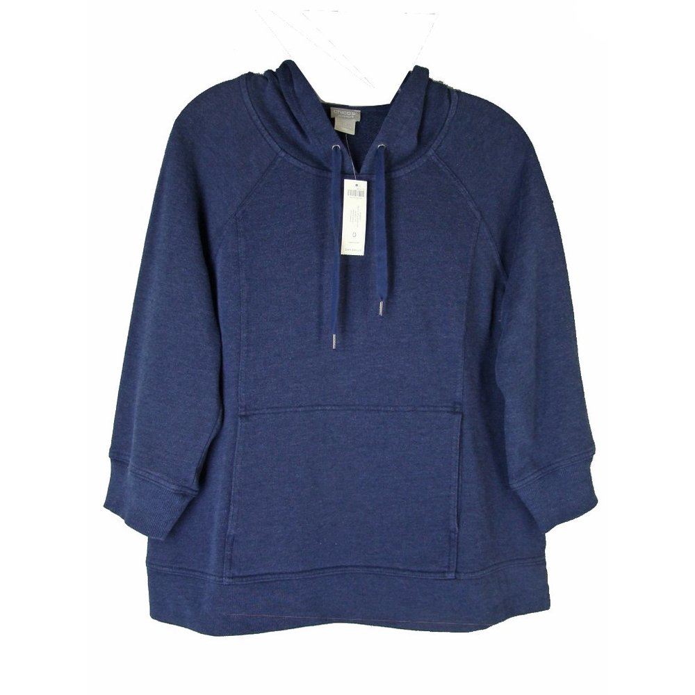 Chico's Zenergie Cotton Knit Hoodie Pullover S NEW